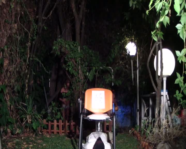 Ruthless women pee in their slave in garden